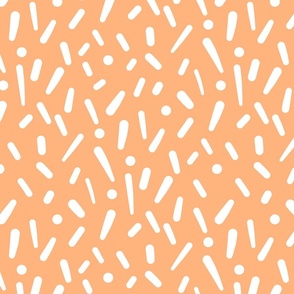 Dots & Dashes - white on pastel papaya 