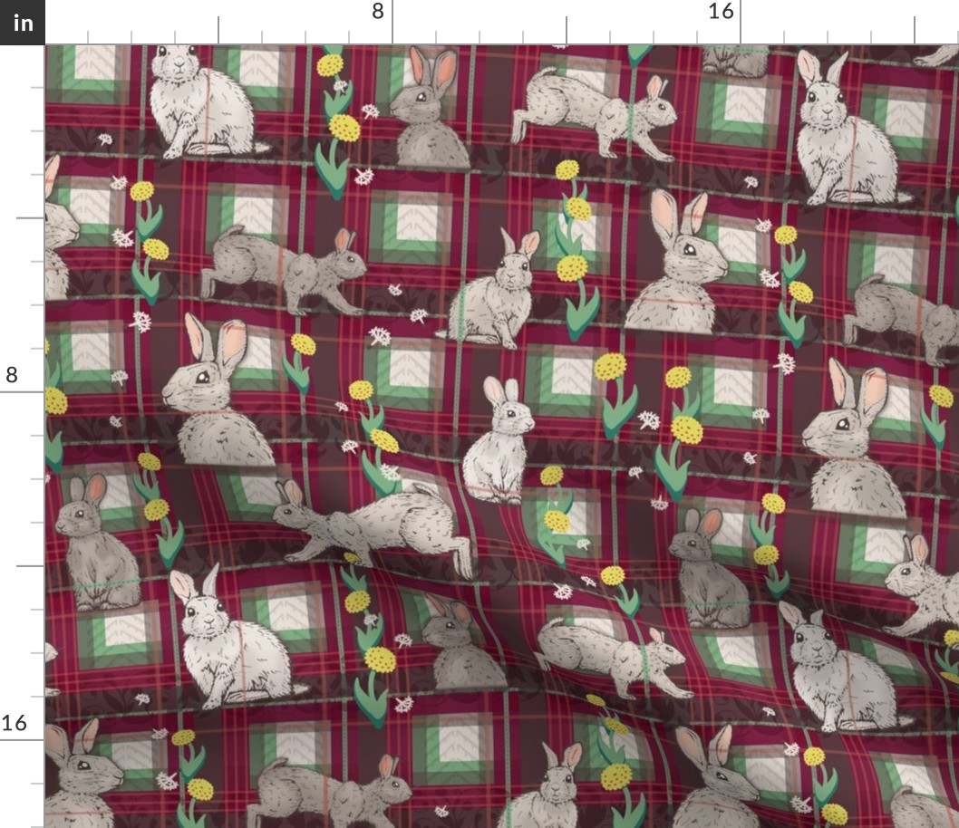 Country Bunnies Tartan - Red