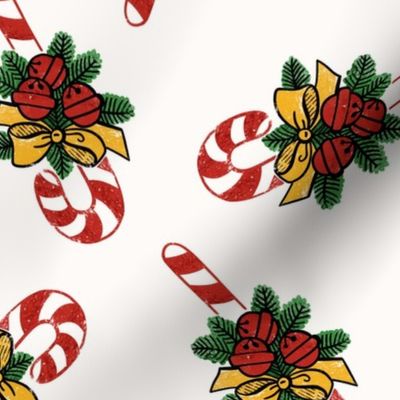 Vintage Christmas Candy Canes offwhite 