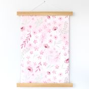 (L) Pastel pink floral on pink background