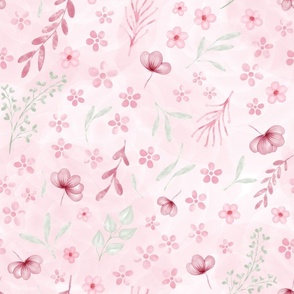 (L) Pastel pink floral on pink background