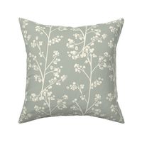 Botanical floral, sage green, leaf