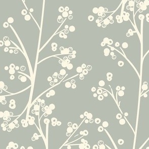 Botanical floral, sage green, leaf