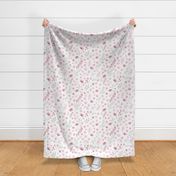 (L) Pastel pink floral on white background