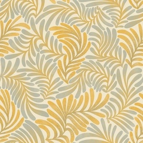 leaves (mid scale) - sage yellow