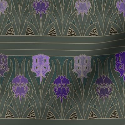 Art Nouveau purple iris gardens