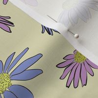 Pastel echinacea floral pattern beige background