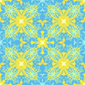 Blue and Yellow Floral Mosaic