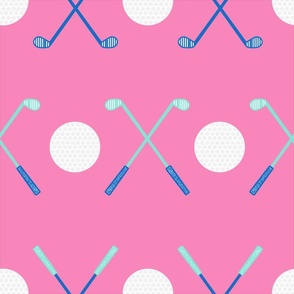 Golf Lovers X's and O's - Pink and Turquoise