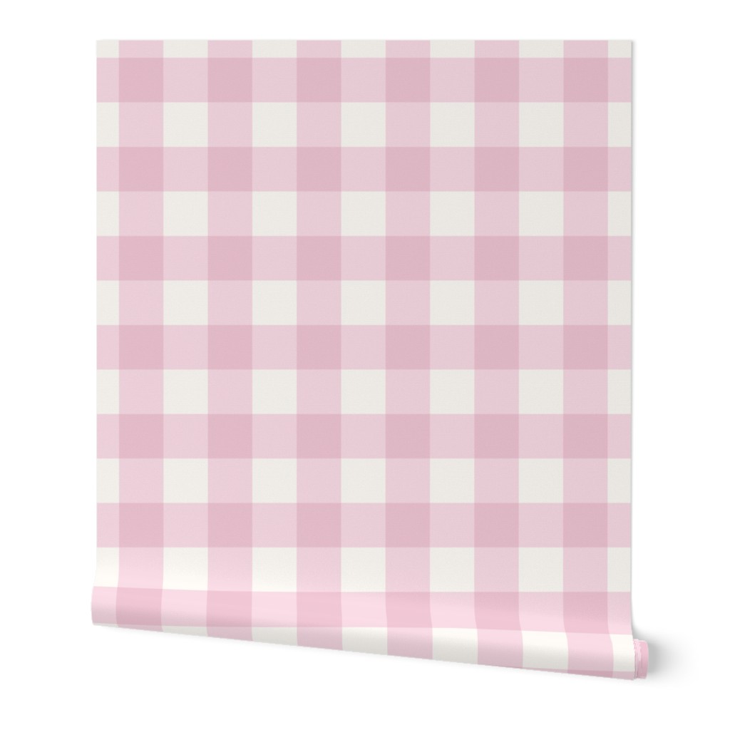 Soft Baby Pink Gingham, Large Scale   