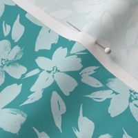 Teal sweet bloom - watercolor tender florals - pastel loose flowers a364-1