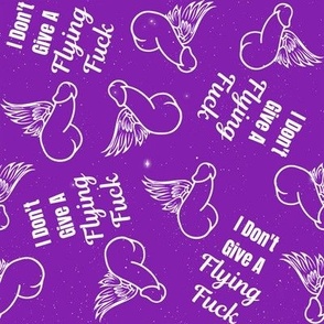 Medium I Don't Give A Flying Fuck Swear Sweary Word  White on Purple