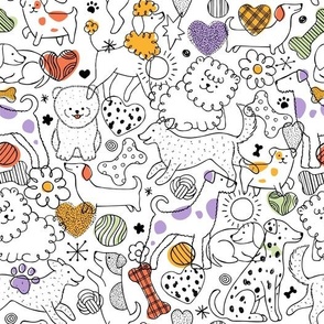 Cute dogs doodle pattern