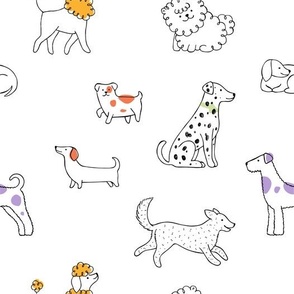 Cute dogs doodle pattern