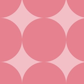 Mid century Big Dots and Diamonds Dark Coral Pink Dots on Light