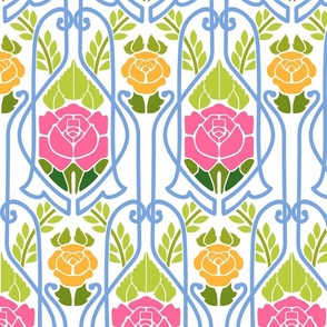 art nouveau pastel roses