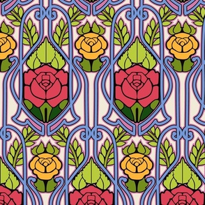 art nouveau roses and trellis