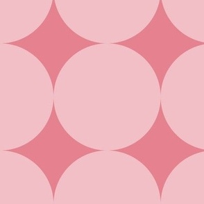 Mid century Big Dots and Diamonds - Coral Pink - Light Dots on Dark