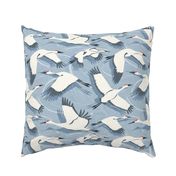 Majestic Migration Cranes Sky Blue Large Scale