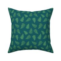 Watercolor fern leaves teal background