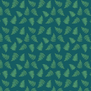 Watercolor fern leaves teal background