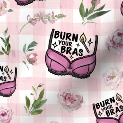 burn your bra pink floral pink gingham