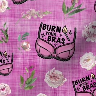 burn your bra pink floral pink linen