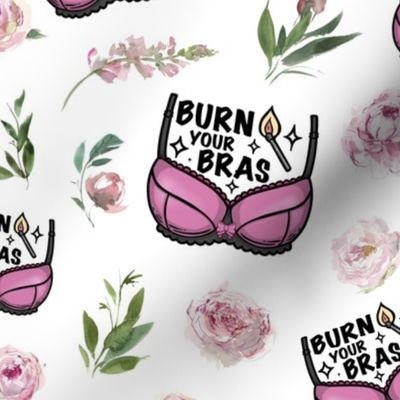 burn your bra pink floral