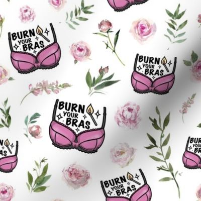 small scale burn your bra pink floral