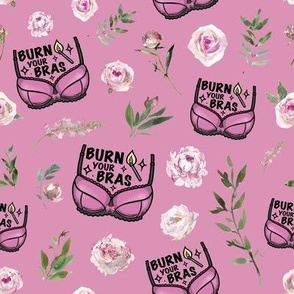 small scale burn your bra pink floral pink