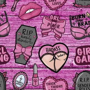 girl gang pink wood