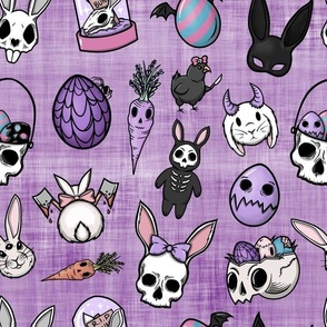creepy rabbit purple linen