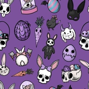small scale creepy rabbit purple
