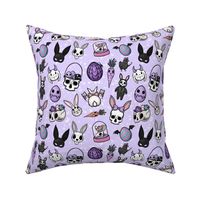 small scale creepy rabbit purple stars