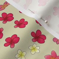 Hawaiian Plumeria floral pattern beige background