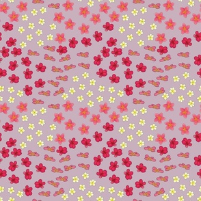 Hawaiian Plumeria floral pattern pink background