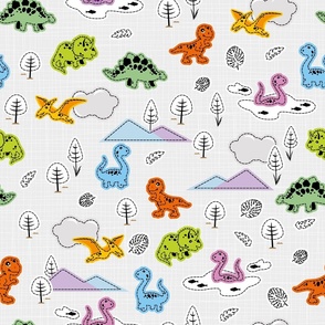 Stitched, Colorful and cute Dinosaurs