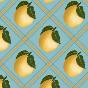 Lemons on blue