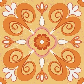 Boho Summer Breeze Tile 3 Orange