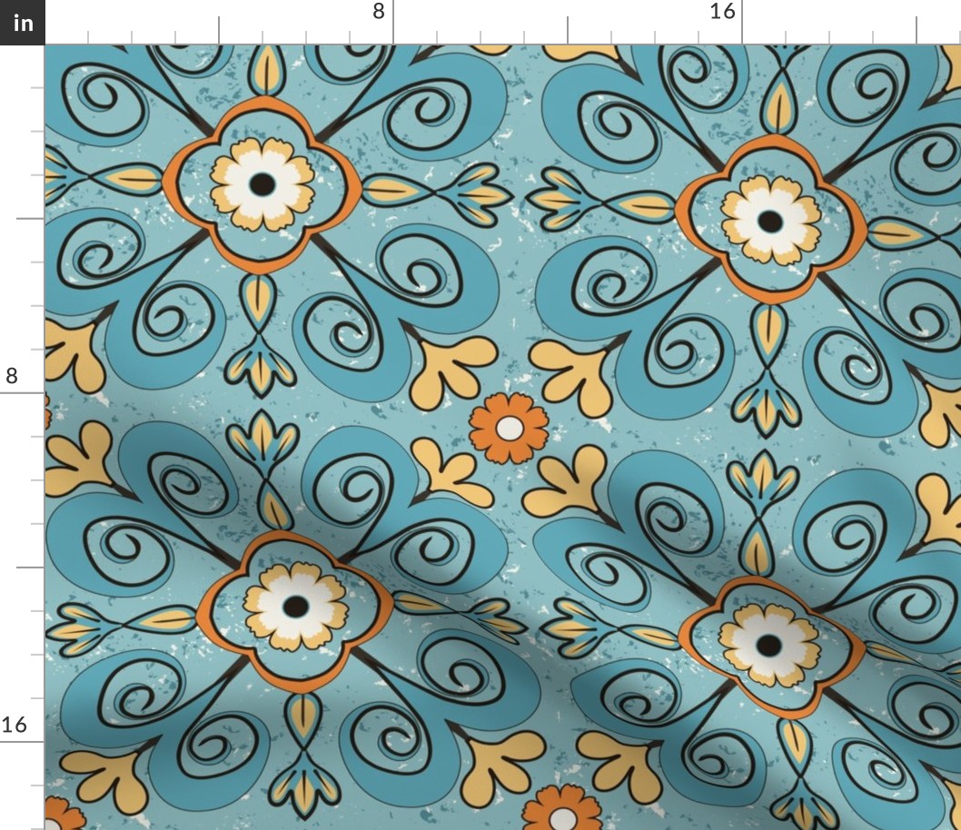 Boho Summer  Breeze Tile 3 Blue