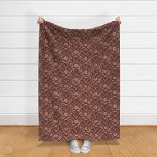 Jumping foxes maximalist folk floral damask - burgundy and warm terracotta clay - medium