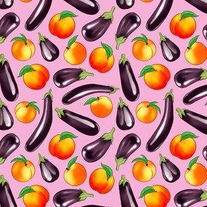 Eggplant (aubergine) & Peaches - Large - Pink