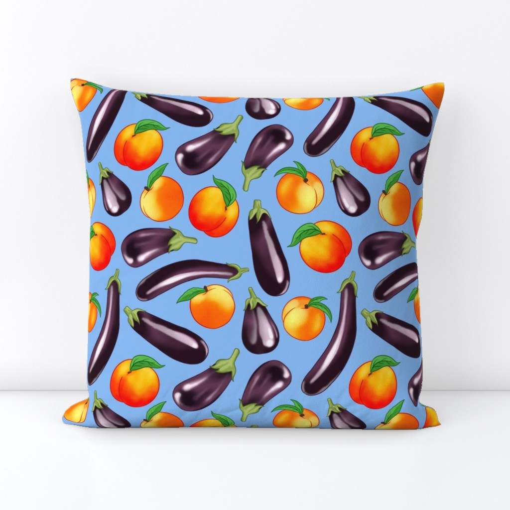 Eggplant (aubergine) & Peaches - Large - Blue