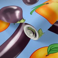 Eggplant (aubergine) & Peaches - Large - Blue