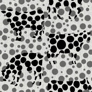 Cow Spots And Dots//Black on Gray