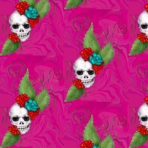 Skulls and roses pink 