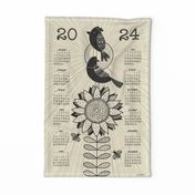 2024 Calendar Good Morning Sunshine Tea Towel Wall Hanging 