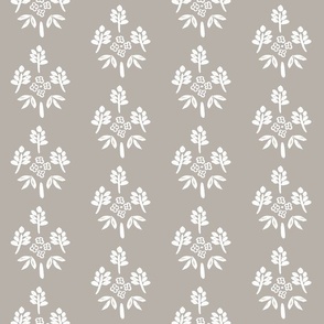 Neutral Floral Motif in Gray and White