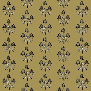 floral motif on tan