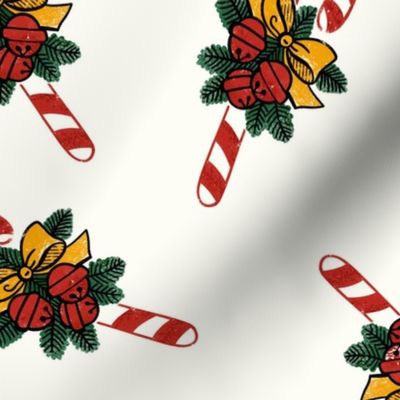 Vintage Candy Cane Poppy Red bd2920 on Natural Large